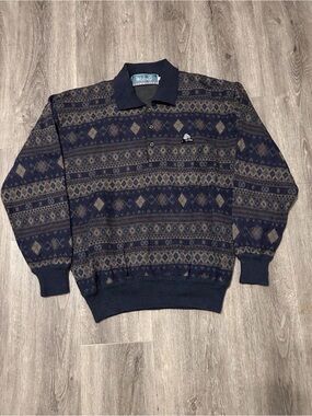Wolsey Collared Sweater Button Up Fits Large Blue Gray Pure Wool